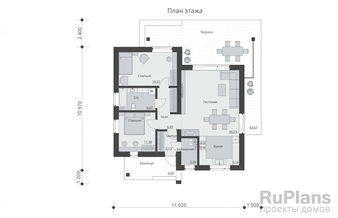 Проект двухэтажного дома - Rg5450 строительство в Тольятти
