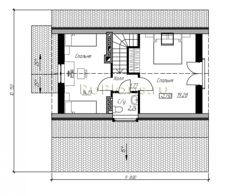 Проект дома с мансардой - Rg5077 строительство в Тольятти