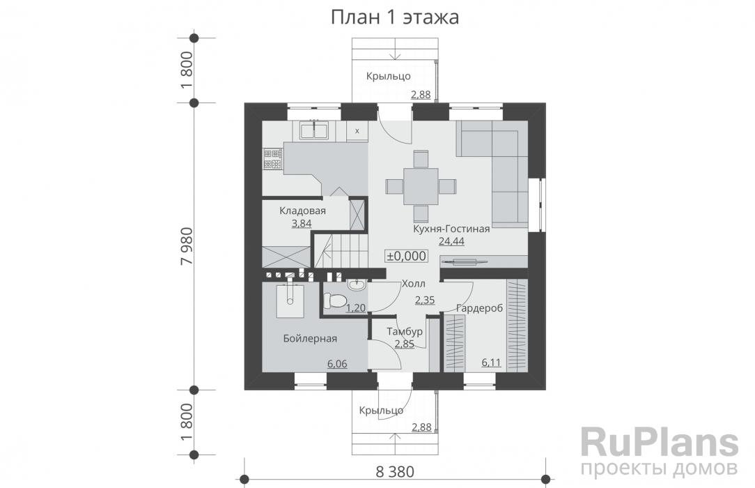 Проект дома с мансардой - Rg5159 строительство в Тольятти