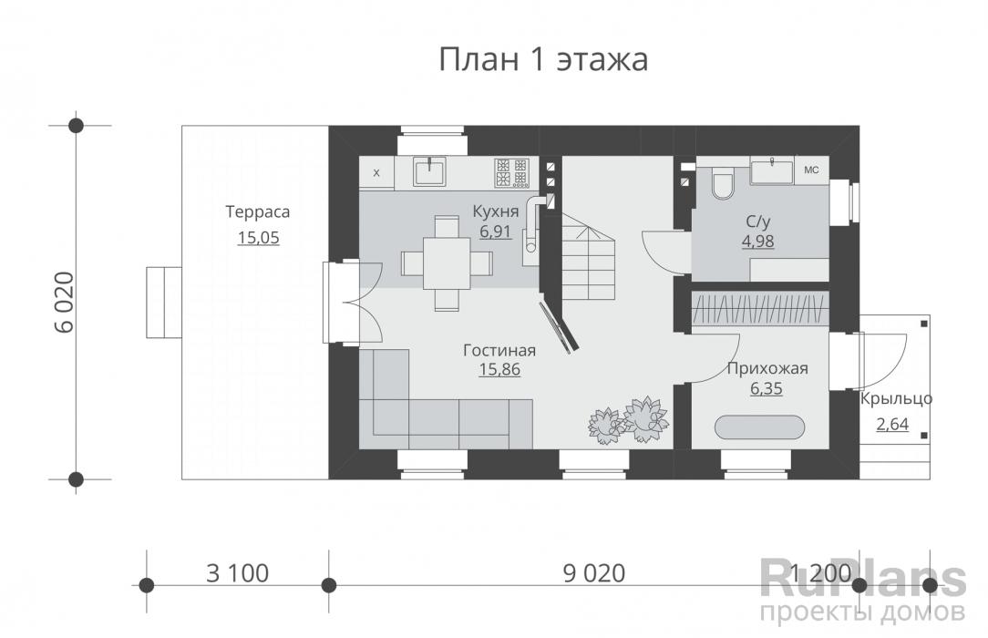 Проект двухэтажного дома - Rg5852 строительство в Тольятти