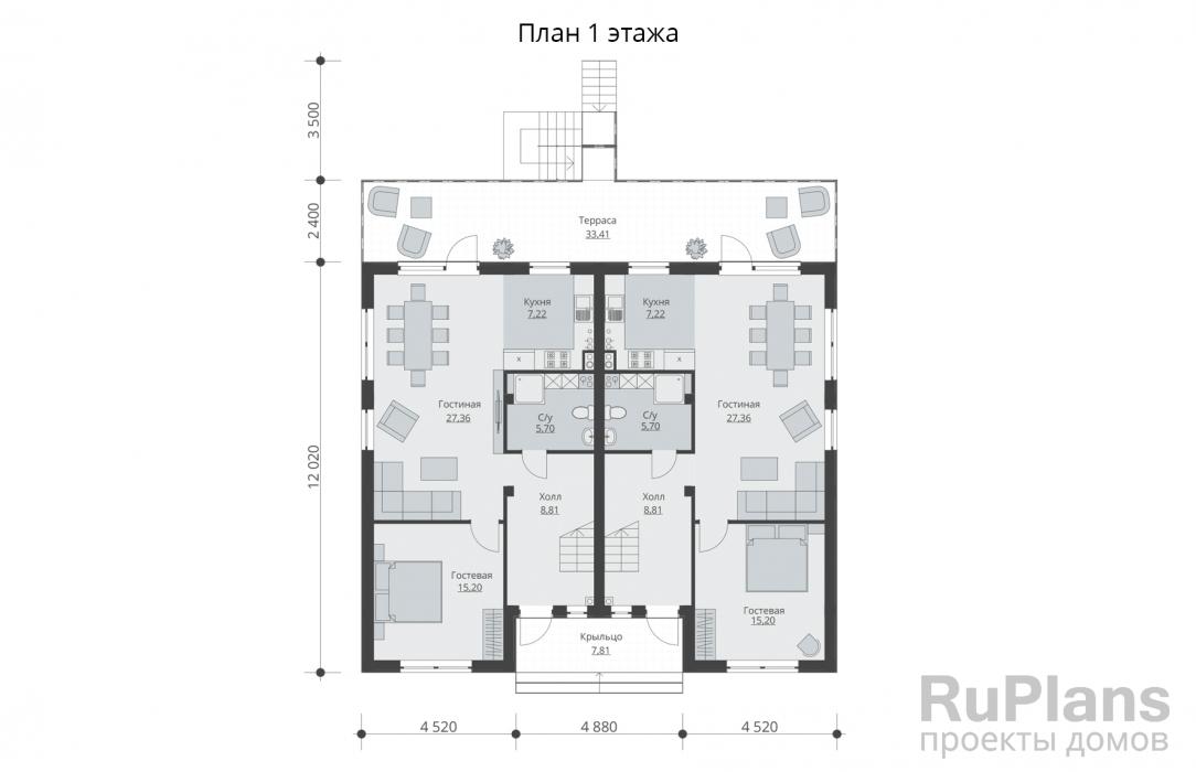 Проект двухэтажного дома - Rg5789 строительство в Тольятти