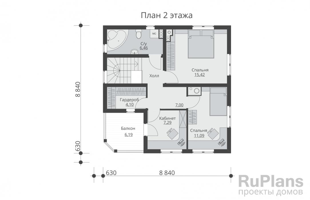 Проект двухэтажного дома - Rg5401 строительство в Тольятти