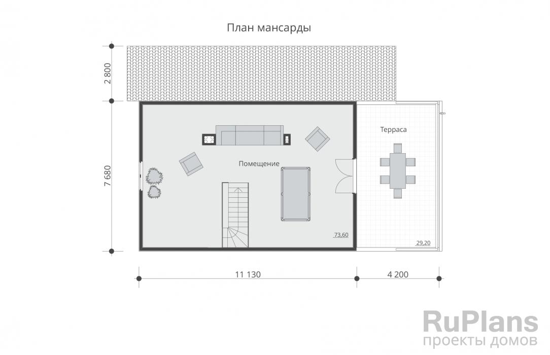 Проект дома с мансардой - Rg5897 строительство в Тольятти