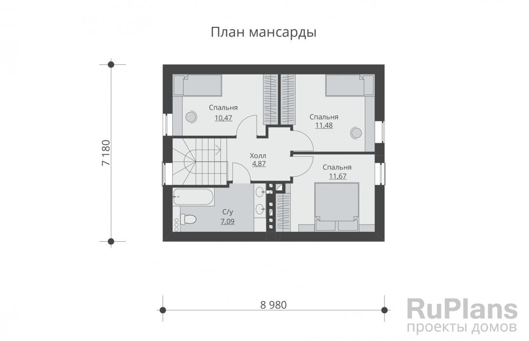 Проект дома с мансардой - Rg5299 строительство в Тольятти
