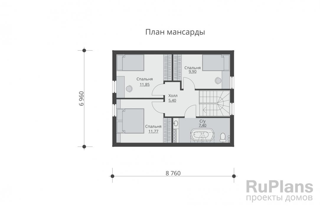 Проект дома с мансардой - Rg5326 строительство в Тольятти