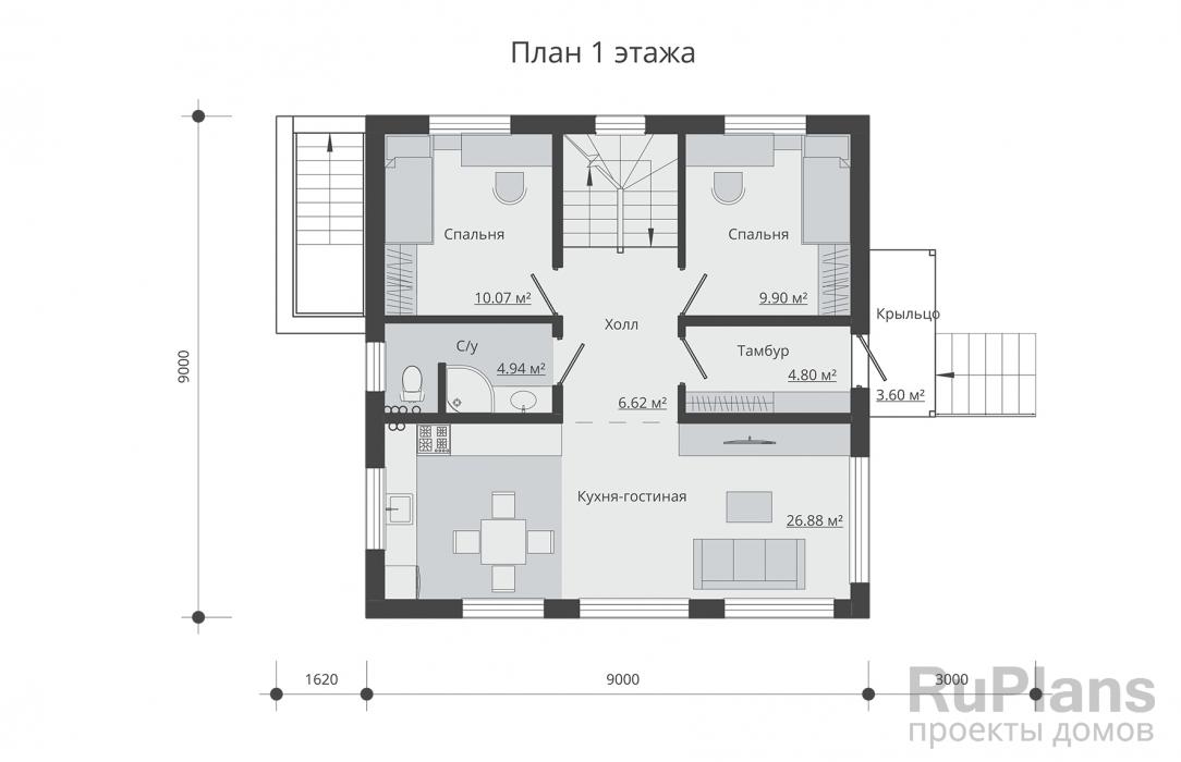 Проект дома с мансардой - Rg5203 строительство в Тольятти