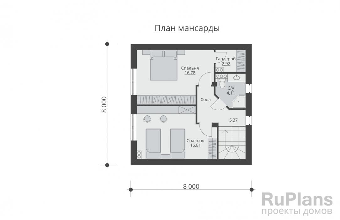 Проект дома с мансардой - Rg5512 строительство в Тольятти
