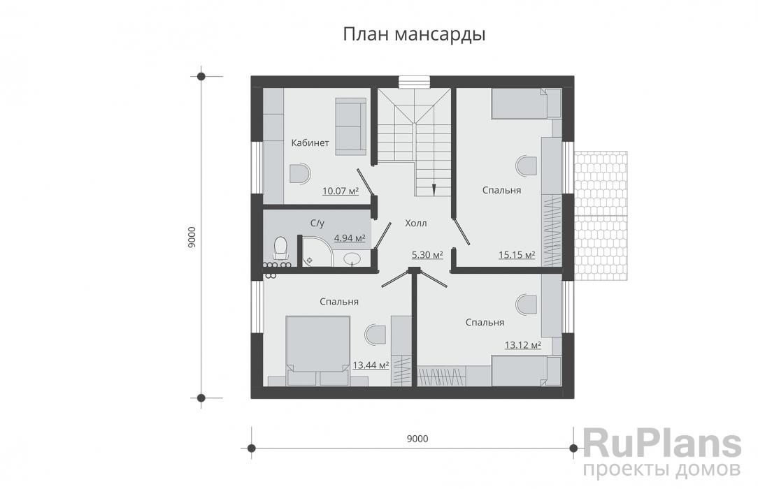 Проект дома с мансардой - Rg5203 строительство в Тольятти