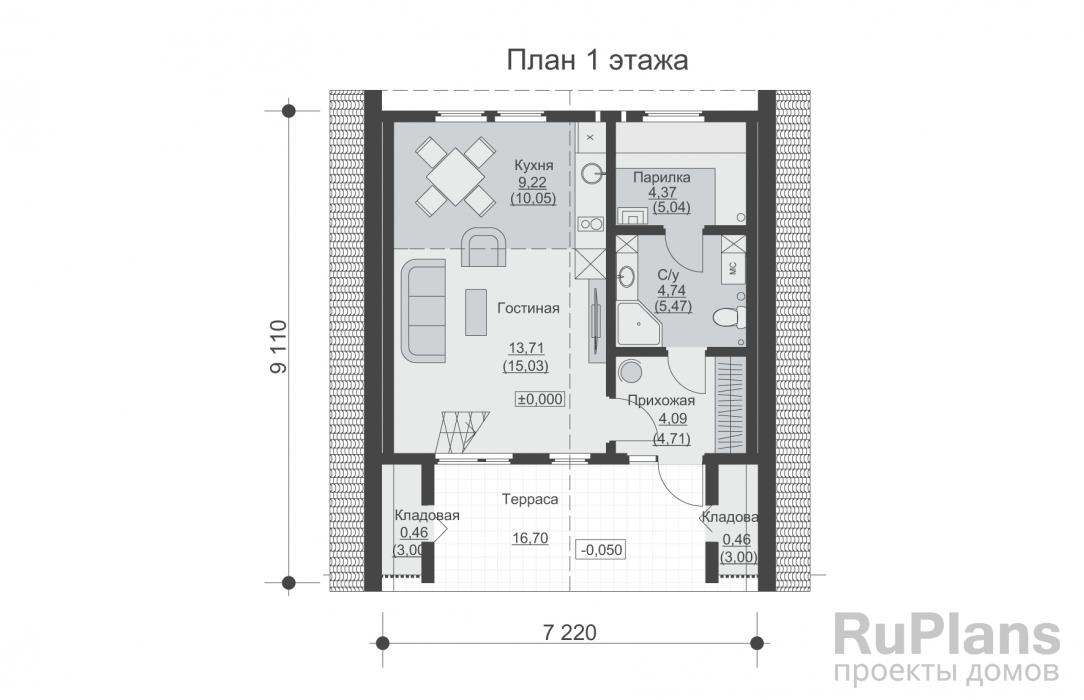 Проект одноэтажного дома с мансардой - Rg6405 строительство в Тольятти