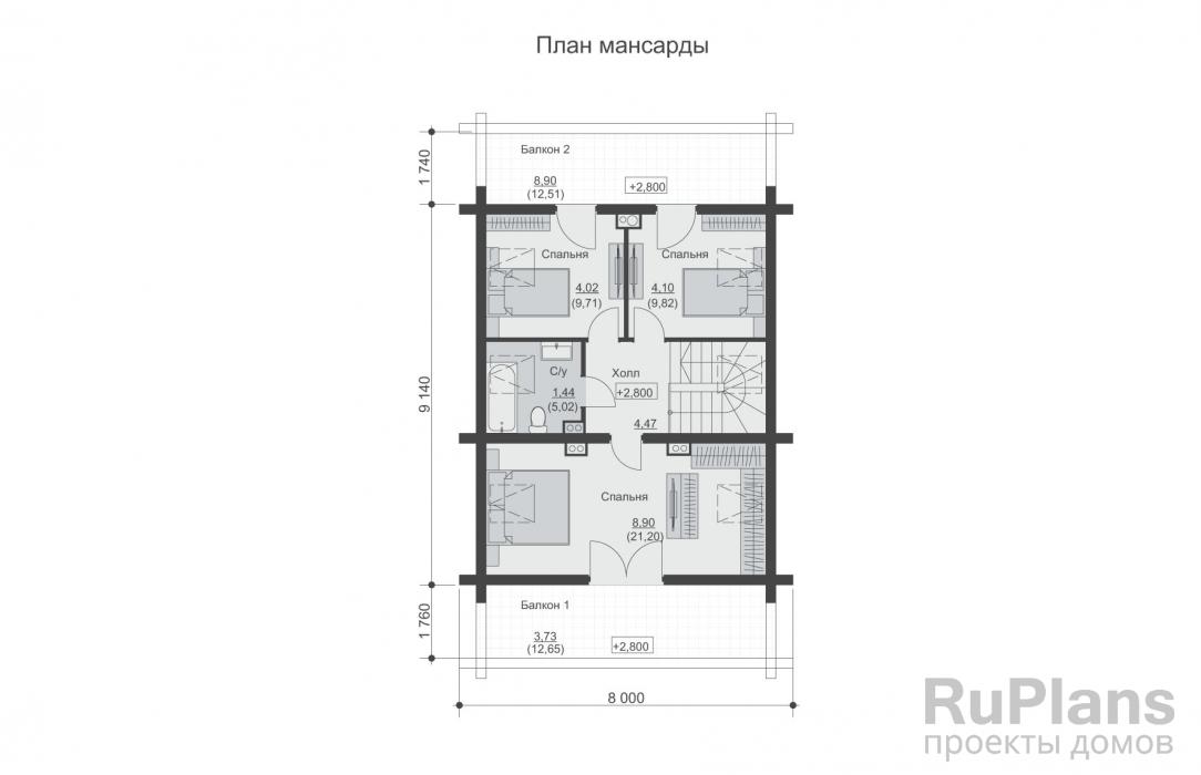 Проект одноэтажного дома с мансардой - Rg6372 строительство в Тольятти