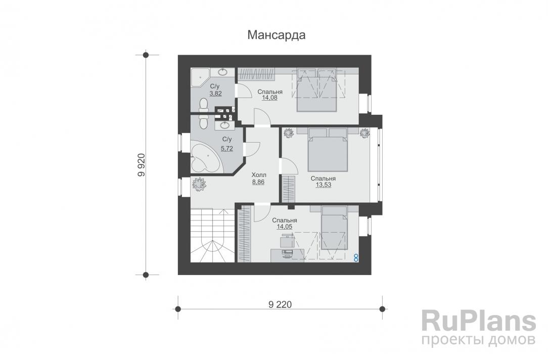 Проект дома с мансардой - Rg6007 строительство в Тольятти