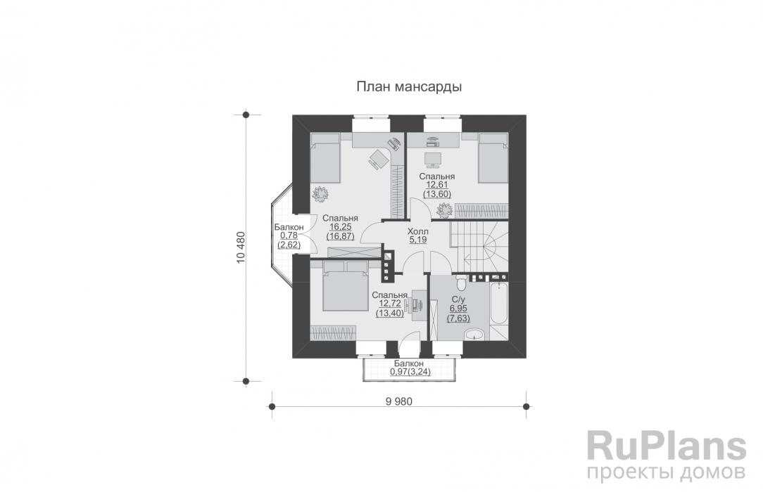 Проект дома с мансардой - Rg5958 строительство в Тольятти