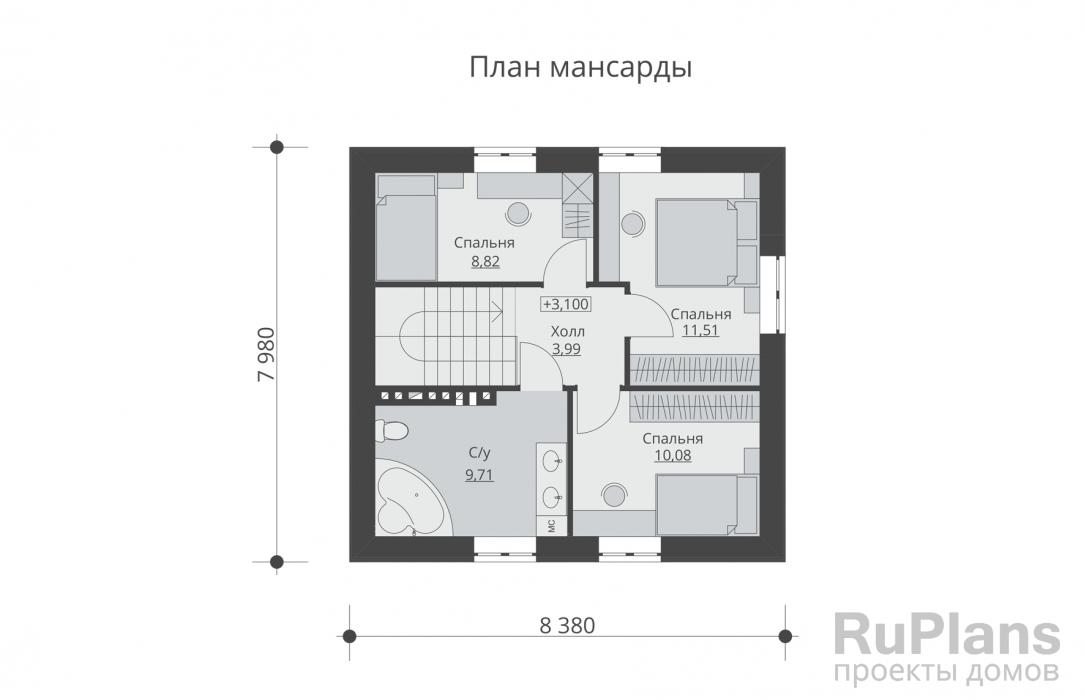Проект дома с мансардой - Rg5159 строительство в Тольятти