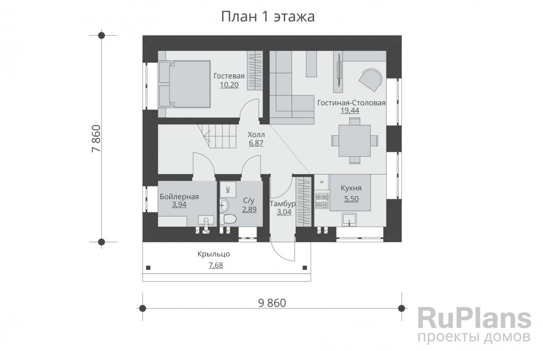 Проект дома с мансардой - Rg3431 строительство в Тольятти