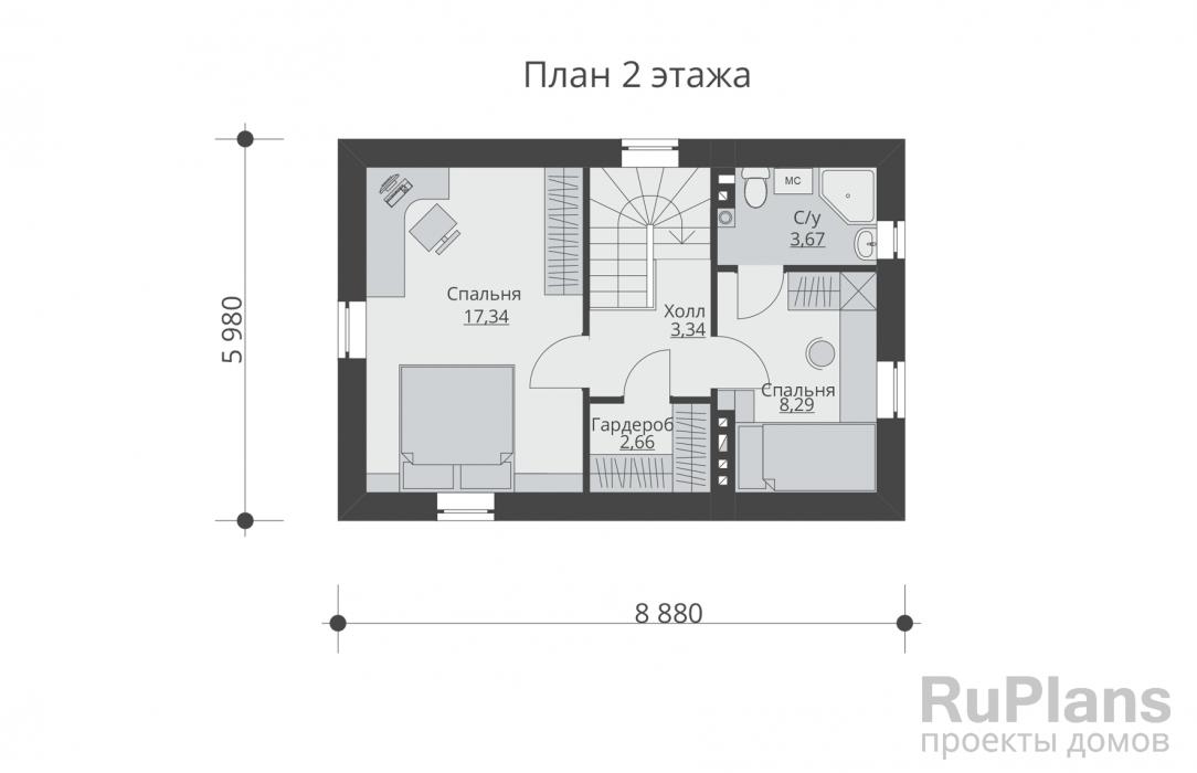Проект двухэтажного дома - Rg5537 строительство в Тольятти