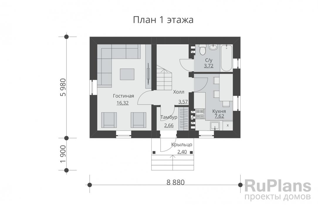Проект двухэтажного дома - Rg5537 строительство в Тольятти