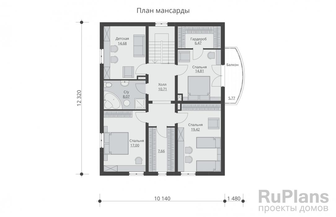 Проект дома с мансардой - Rg5252 строительство в Тольятти
