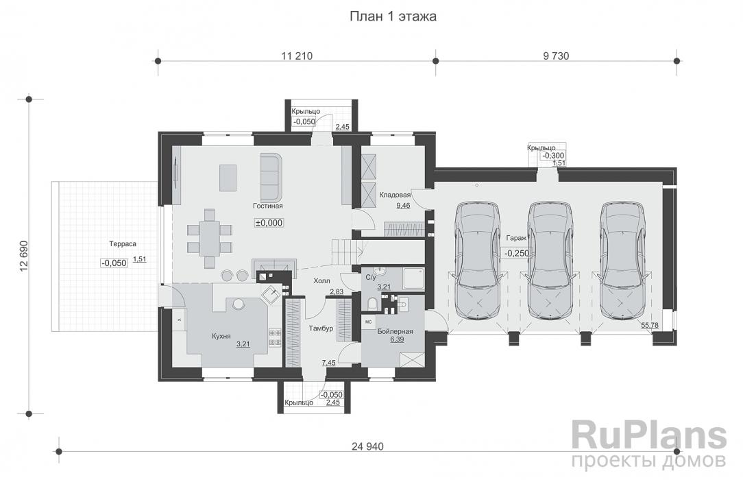 Проект одноэтажного дома - Rg6415 строительство в Тольятти