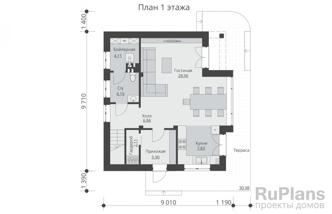 Проект дома с мансардой - Rg5429 строительство в Тольятти