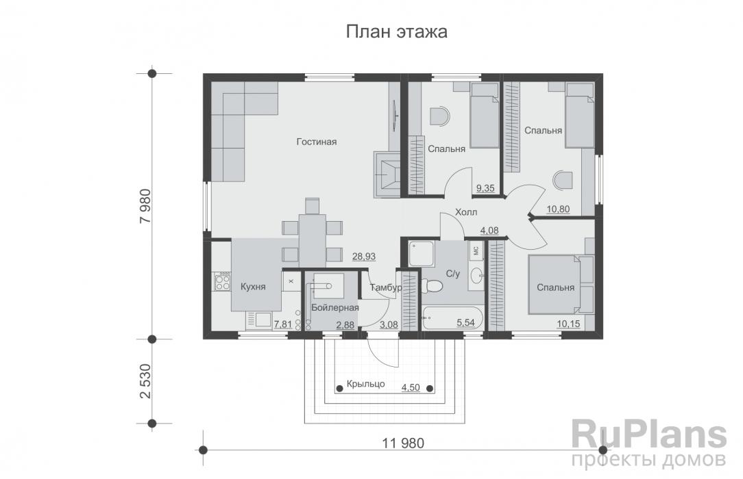 Проект одноэтажного дома - Rg5247 строительство в Тольятти