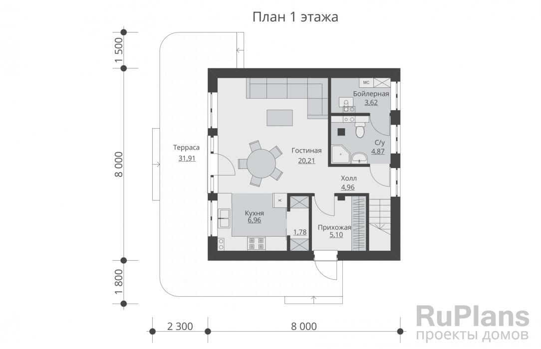 Проект дома с мансардой - Rg5512 строительство в Тольятти