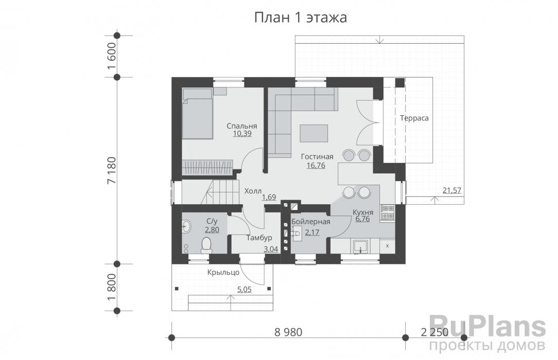Проект дома с мансардой - Rg5299 строительство в Тольятти