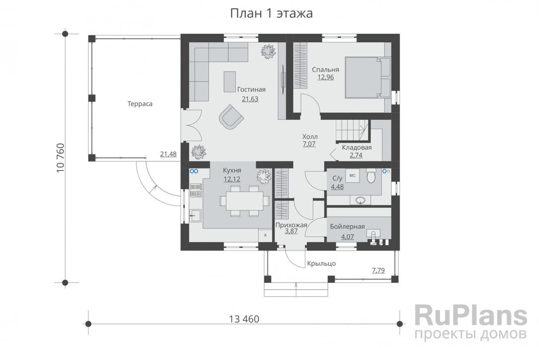 Проект дома с мансардой - Rg5592 строительство в Тольятти