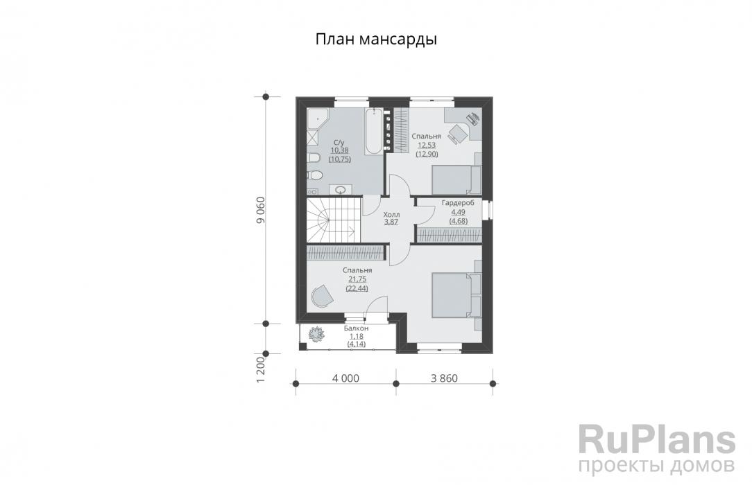 Проект дома с мансардой - Rg5792 строительство в Тольятти