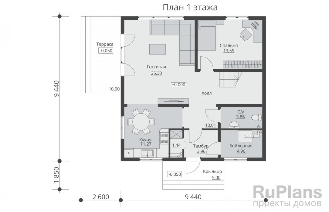 Проект дома с мансардой - Rg5217 строительство в Тольятти