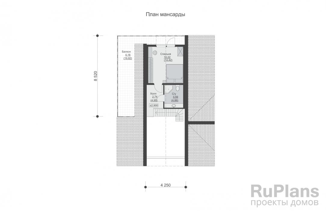 Проект дома с мансардой - Rg6397 строительство в Тольятти