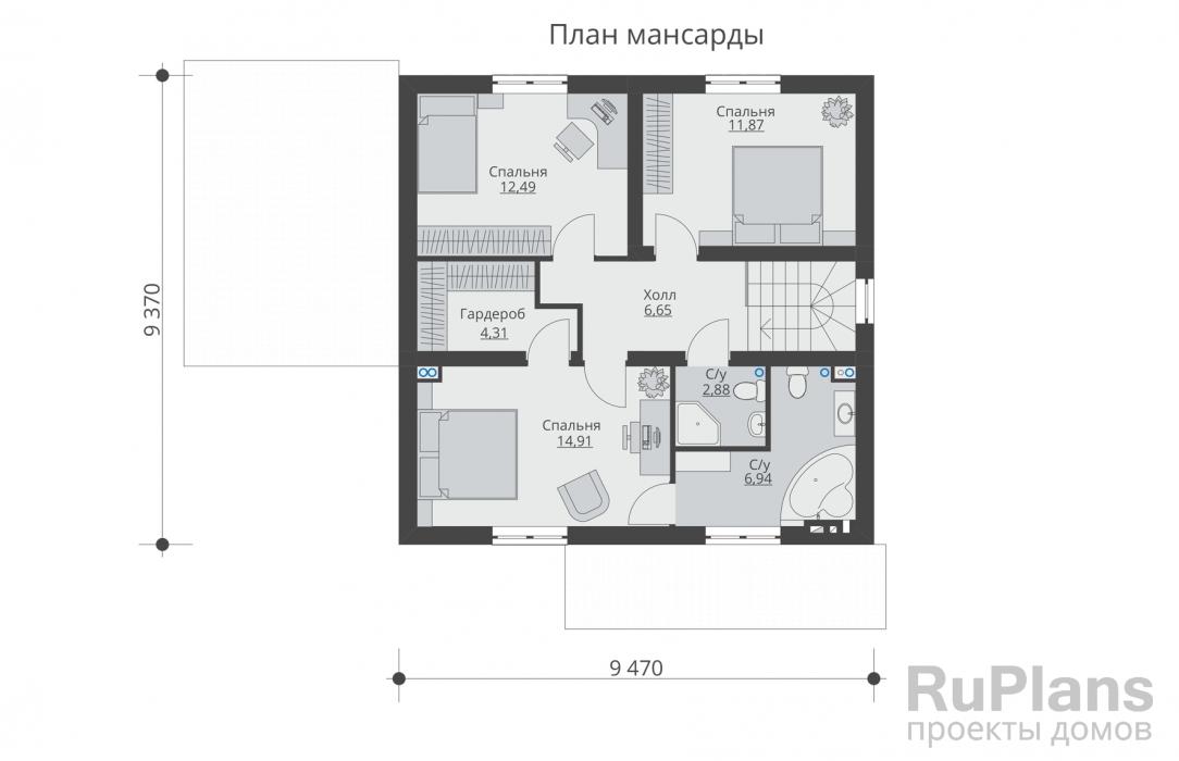 Проект дома с мансардой - Rg5592 строительство в Тольятти