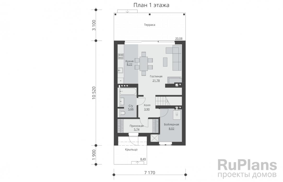 Проект дома с мансардой - Rg5851 строительство в Тольятти