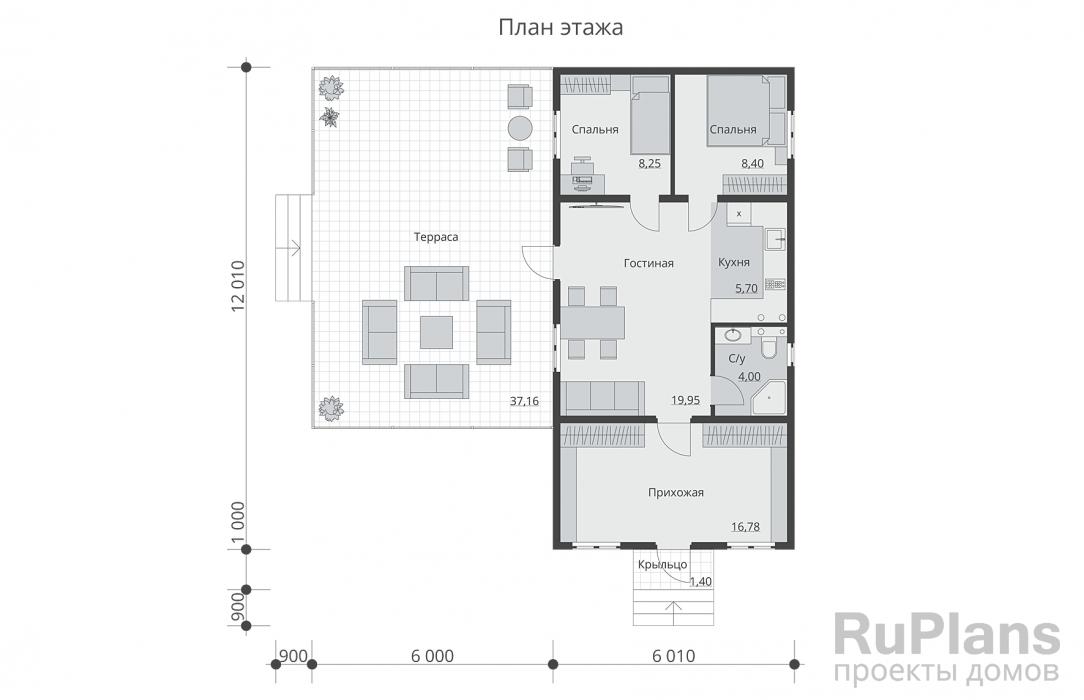 Проект одноэтажного дома - Rg6196 строительство в Тольятти