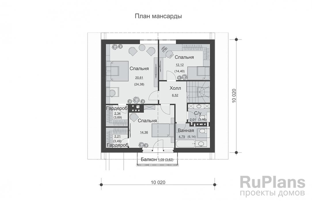 Проект дома с мансардой - Rg1468 строительство в Тольятти