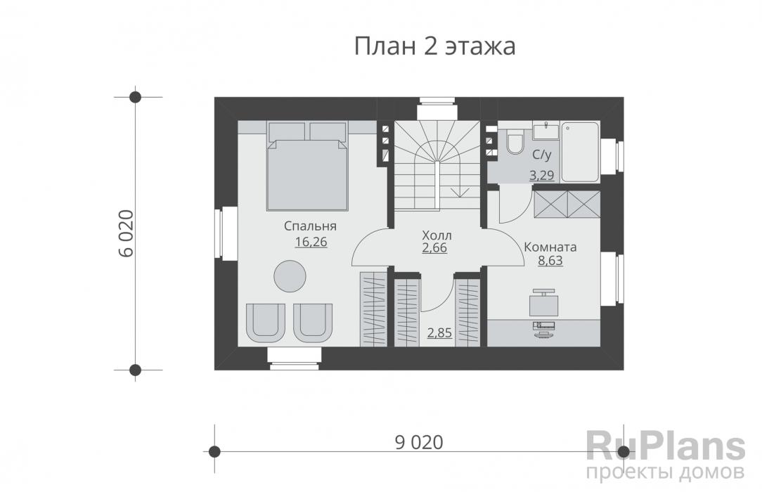 Проект двухэтажного дома - Rg5852 строительство в Тольятти