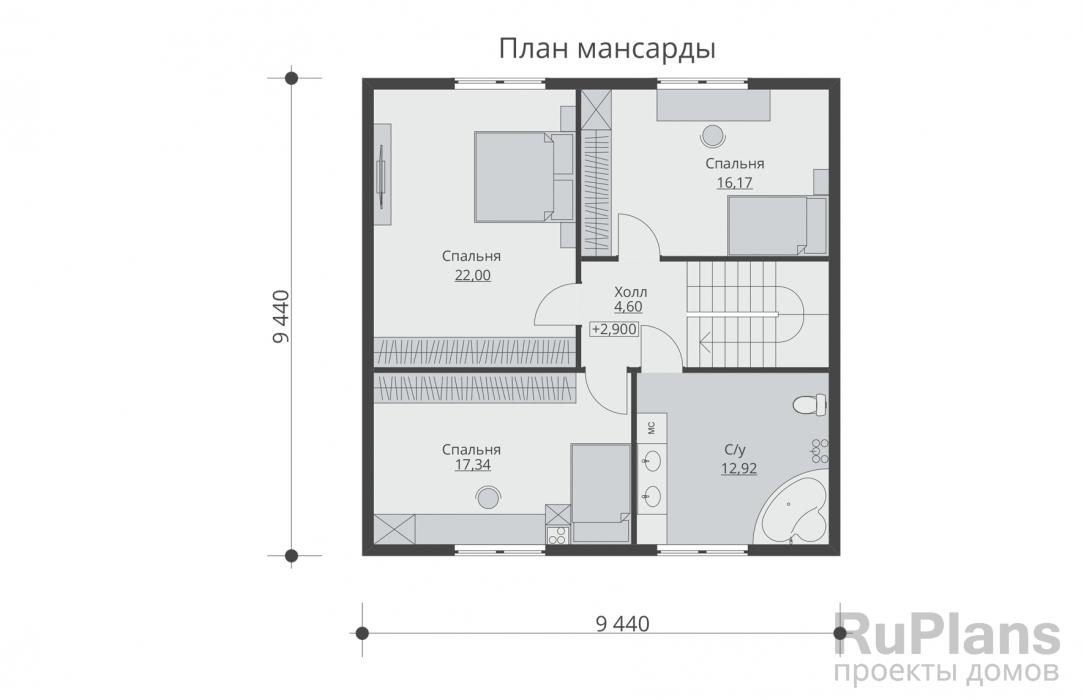 Проект дома с мансардой - Rg5217 строительство в Тольятти