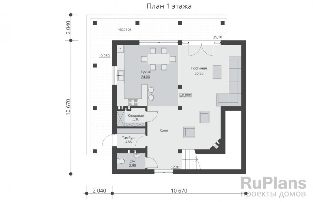 Проект одноэтажного дома - Rg5218 строительство в Тольятти